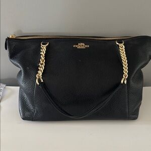 Coach Black Shoulder Bag with Gold Chain